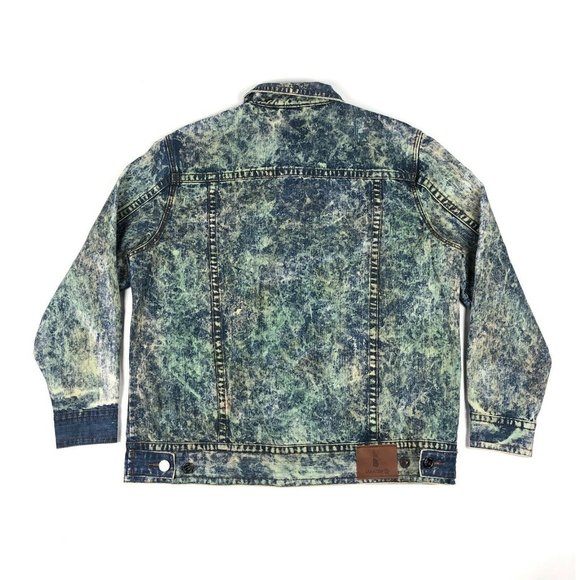 Makobi Acid Wash Mint Distressed Denim Jean Jacket - Picture 7 of 9